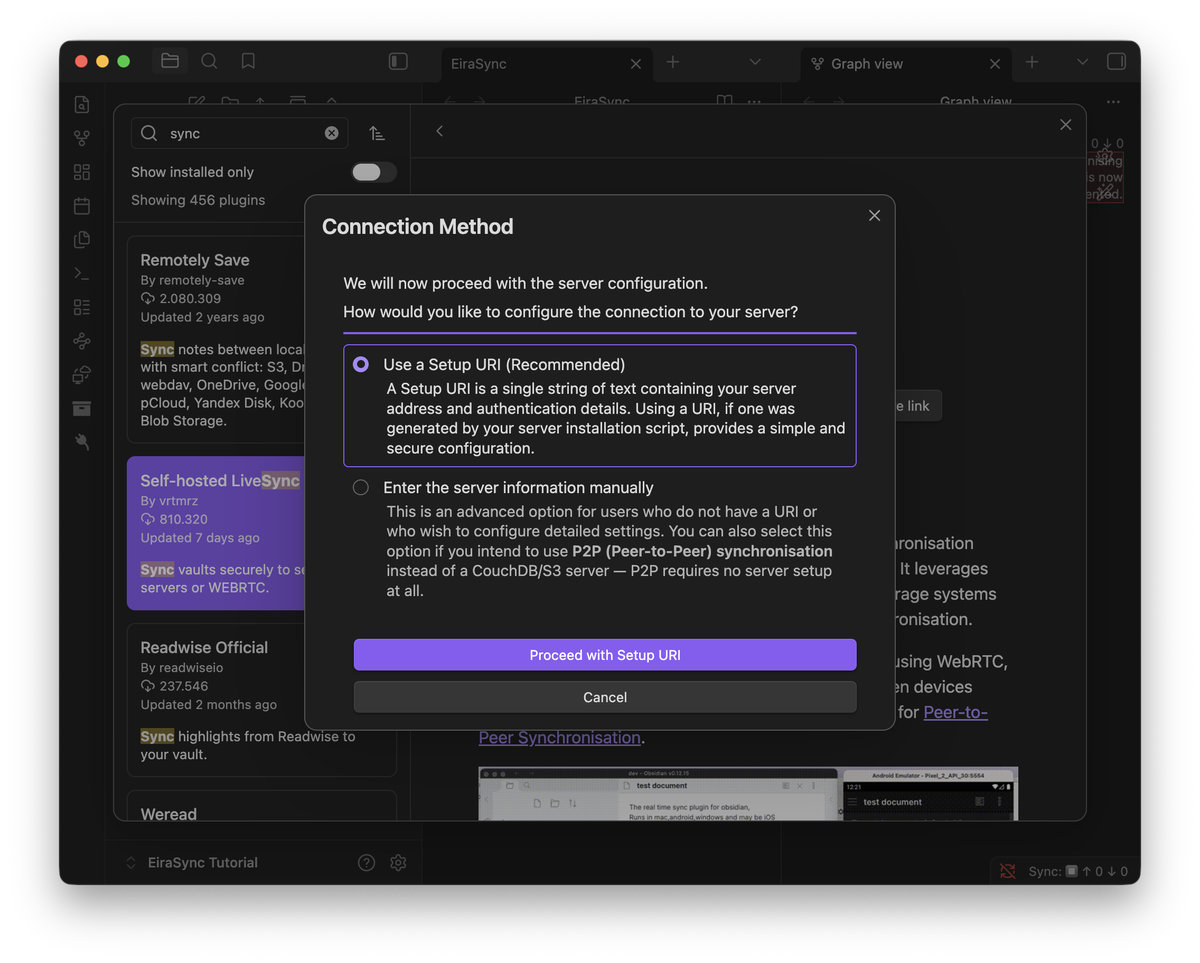 Setup URI as connection method